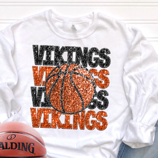 Vikings Black Orange-[DTF Transfer]-Lovie T Designs