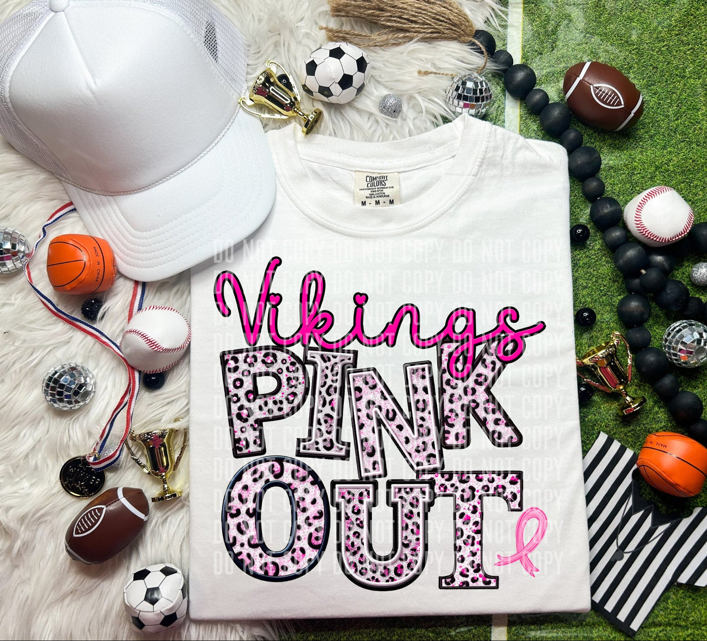 Vikings Pink Out Animal Print Mascot-Lovie T Designs