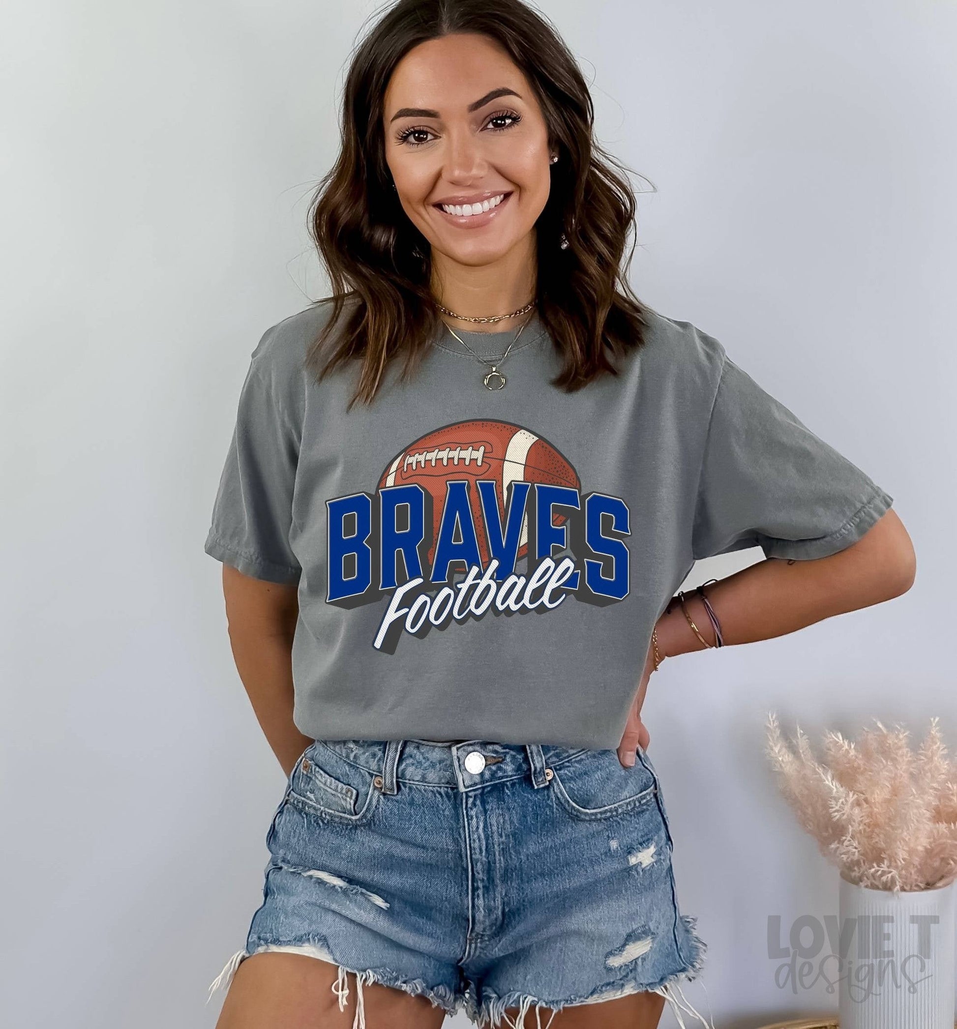 Vintage Braves Football Royal 003087-Lovie T Designs