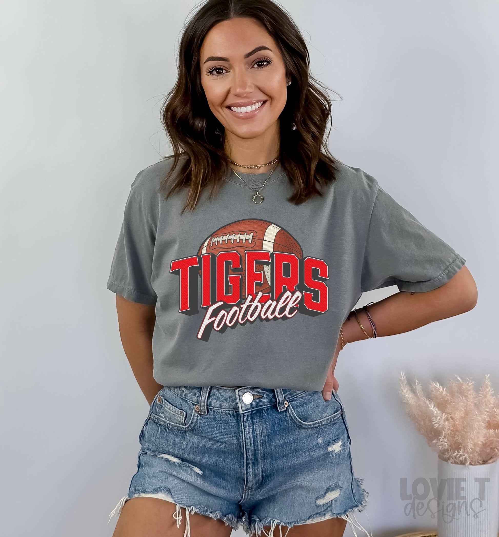 Vintage Tigers Red Football-Lovie T Designs