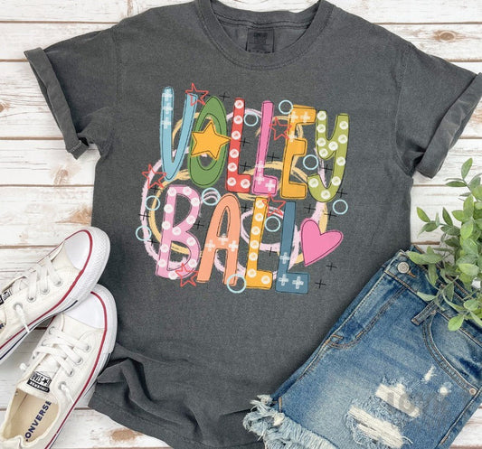 Volleyball Colorful Word-Lovie T Designs