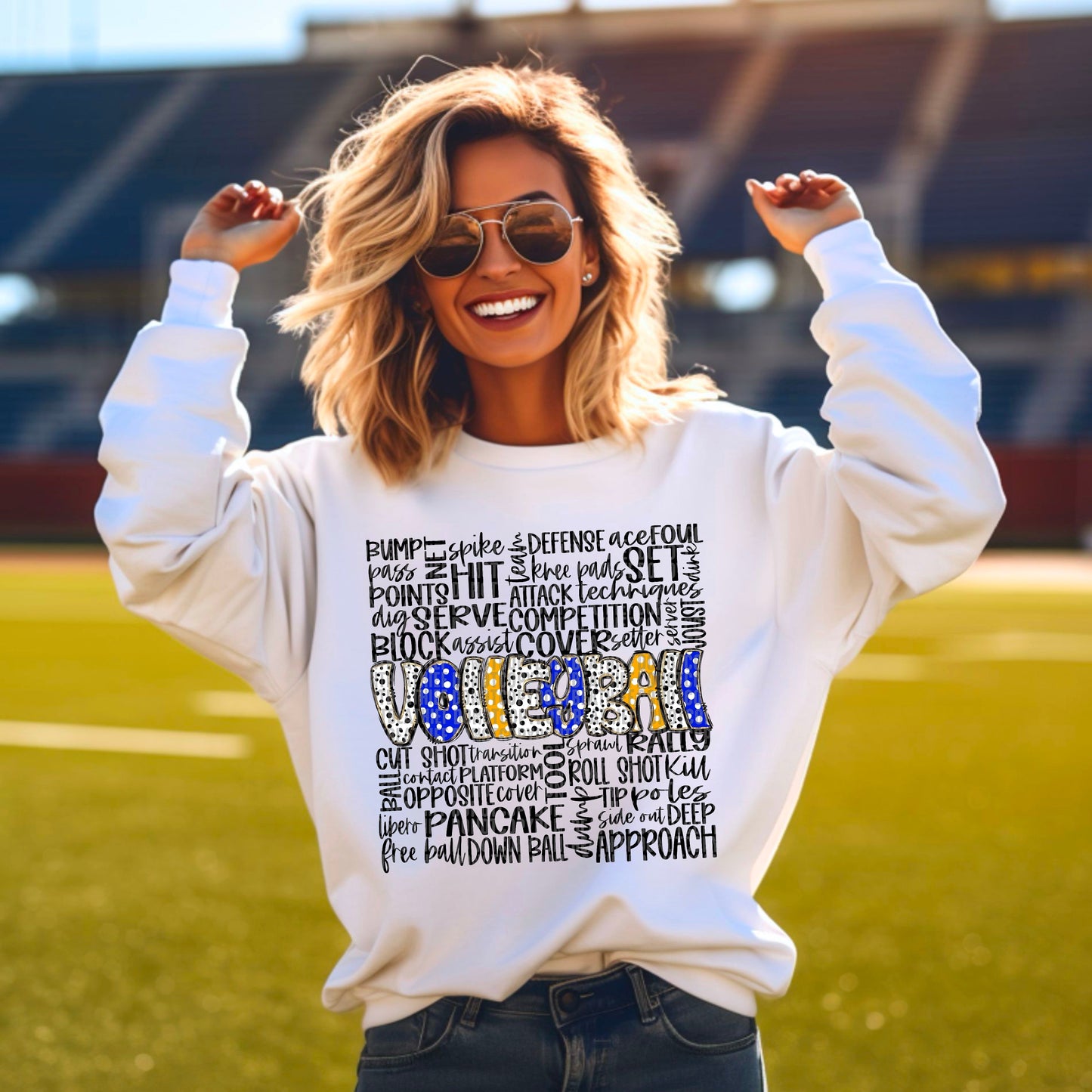 Volleyball Doodle Royal Blue Yellow Gold-Lovie T Designs