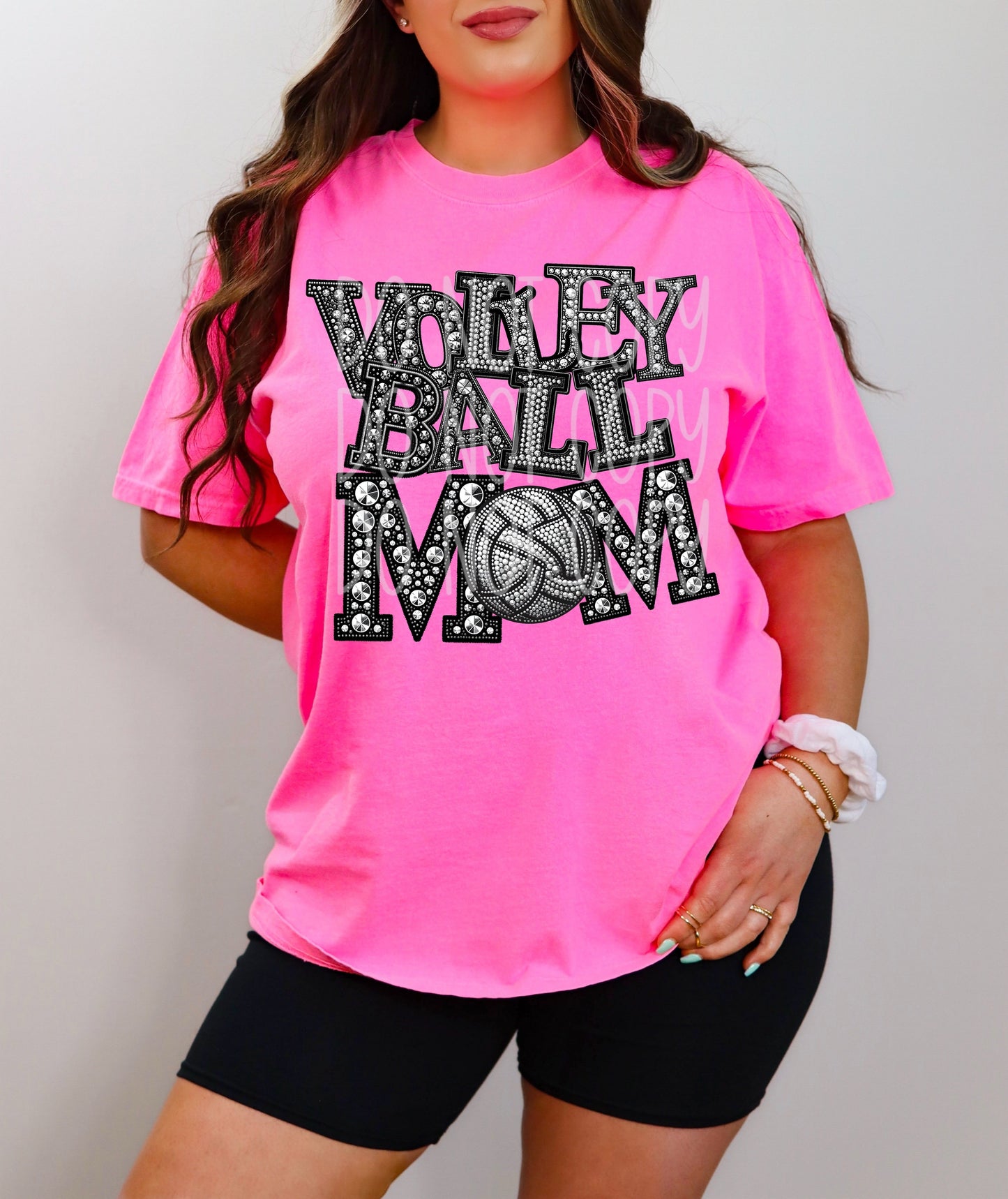 Volleyball Mom Faux Rhinestone-Lovie T Designs