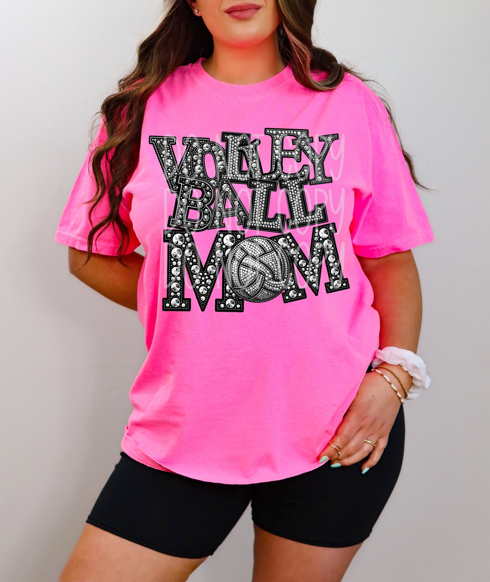 Volleyball Mom Faux Rhinestone-Lovie T Designs