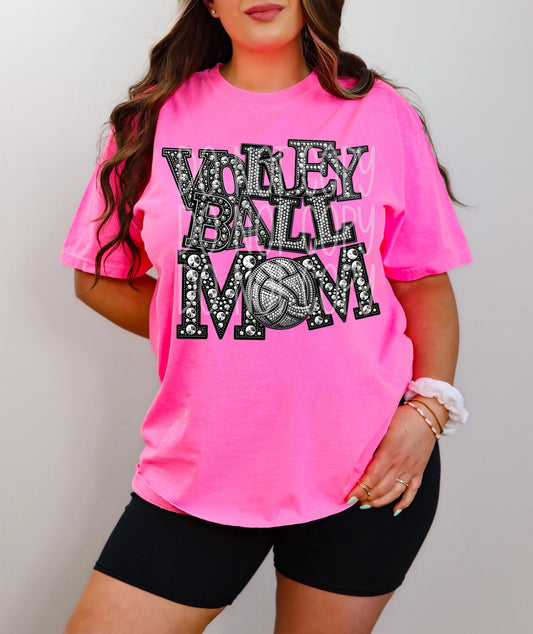 Volleyball Mom Faux Rhinestone-Lovie T Designs