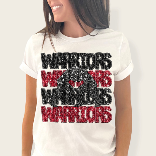 Warriors Black Red-[DTF Transfer]-Lovie T Designs