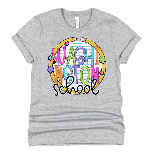 Washington School Paper and Pencil Circle-Lovie T Designs