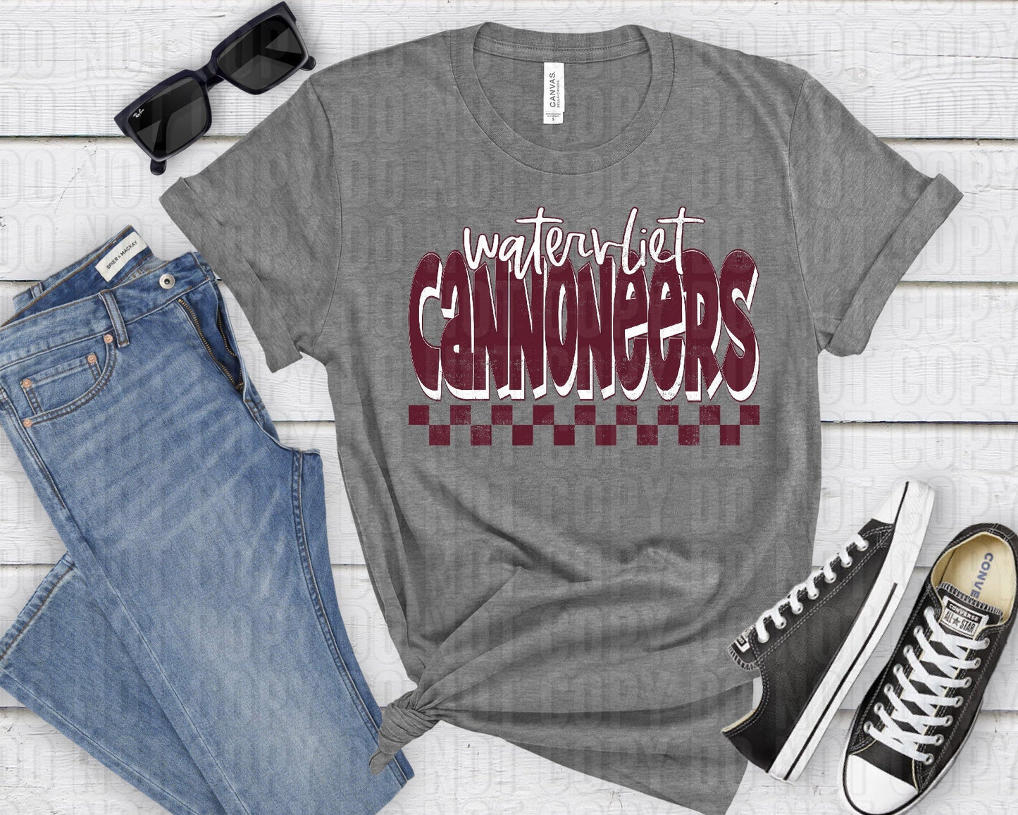 Watervliet Cannoneers White Maroon Grunge-Lovie T Designs