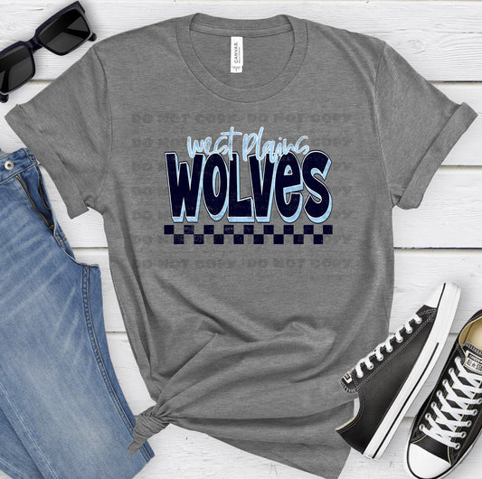 West Plains Wolves Navy Carolina Grunge-Lovie T Designs