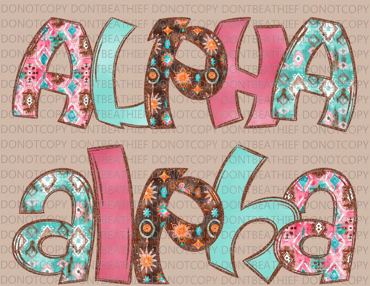 Western Aztec Alphabet - Custom Names-[DTF Transfer]-Lovie T Designs