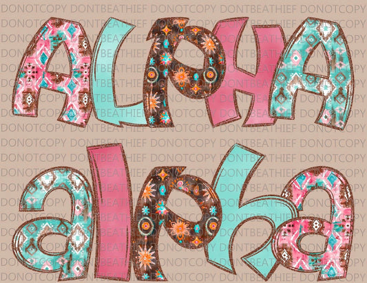 Western Aztec Alphabet - Custom Names-[DTF Transfer]-Lovie T Designs