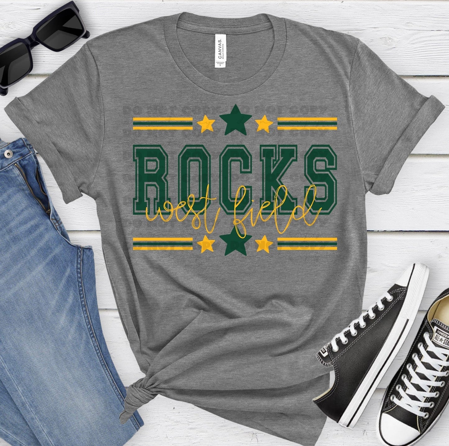 Westfield Rocks Dark Green Ath Gold All Stars-Lovie T Designs