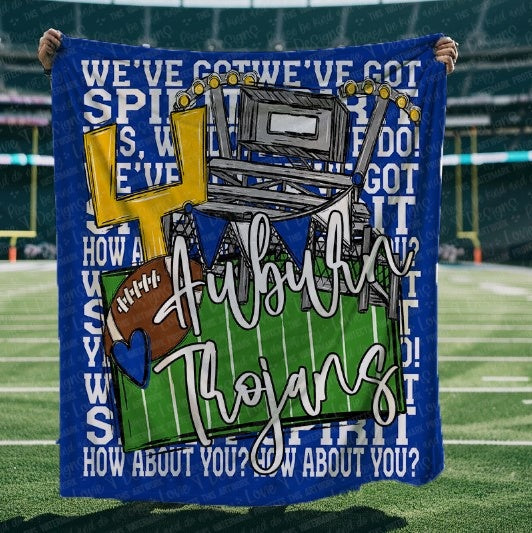 We've Got Spirit Auburn Trojans Royal Blue Blanket-Lovie T Designs