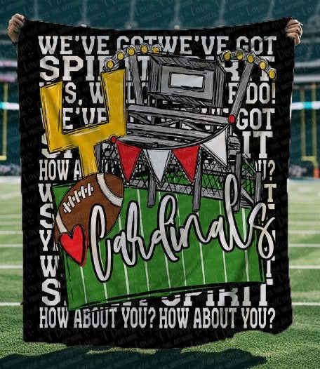 We've Got Spirit Football Blanket-Cardinals- Black & Red-Lovie T Designs