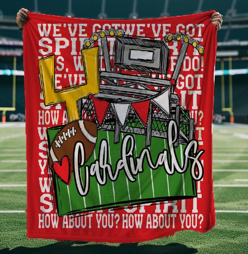 We've Got Spirit Football Blanket-Cardinals-Red & White-Lovie T Designs