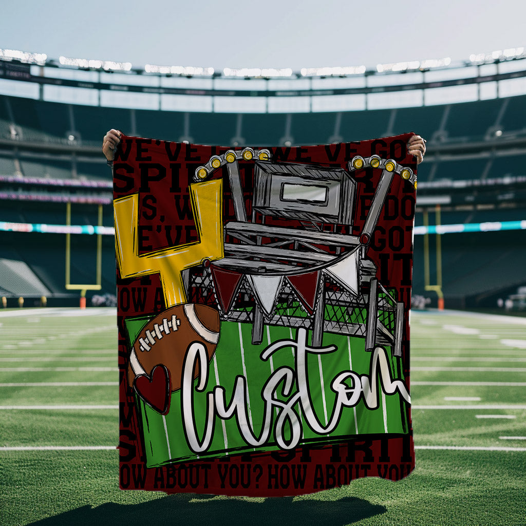 We've Got Spirit Football Blanket-Custom-Maroon-Lovie T Designs