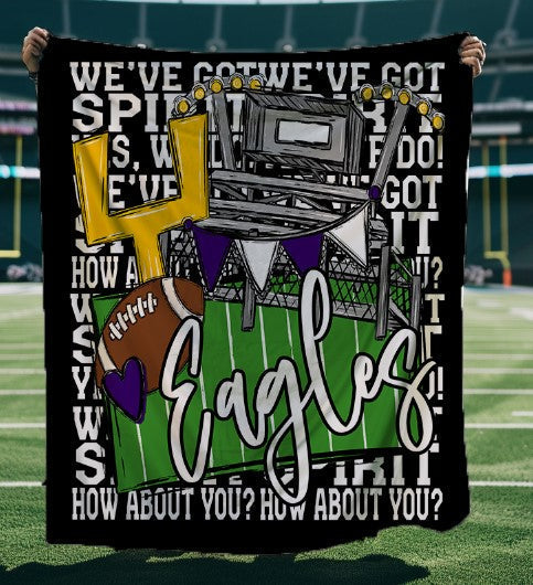 We've Got Spirit Football Blanket-Eagles-Black & Purple-Lovie T Designs