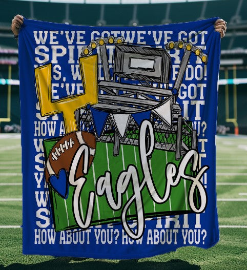 We've Got Spirit Football Blanket-Eagles-Royal Blue & White-Lovie T Designs