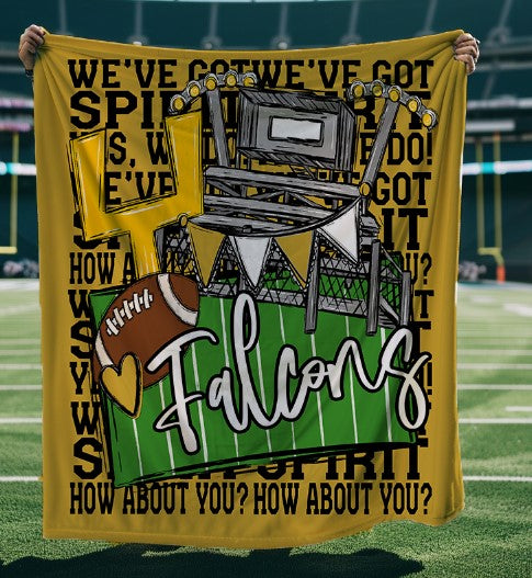 We've Got Spirit Football Blanket-Falcons-Vegas Gold & Black-Lovie T Designs