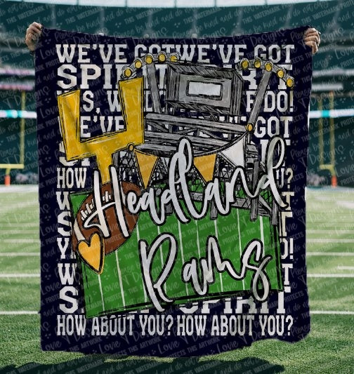 We've Got Spirit Football Blanket-Headland Rams-Navy & Yellow Gold-Lovie T Designs