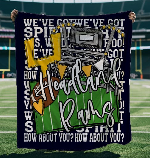 We've Got Spirit Football Blanket-Headland Rams-Navy & Yellow Gold-Lovie T Designs