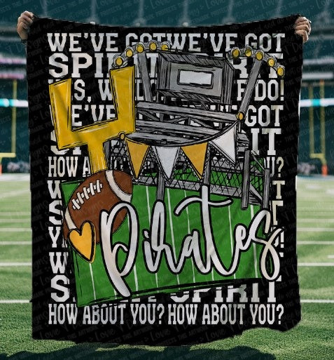 We've Got Spirit Football Blanket-Pirates-Yellow Gold & Black-Lovie T Designs