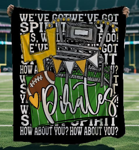 We've Got Spirit Football Blanket-Pirates-Yellow Gold & Black-Lovie T Designs