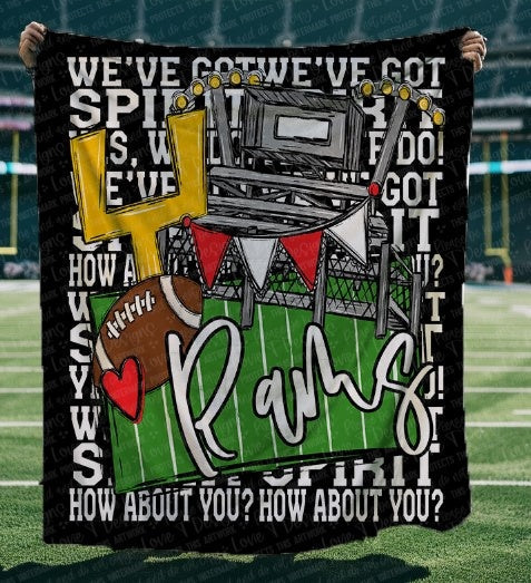 We've Got Spirit Football Blanket-Rams-Red & Black-Lovie T Designs