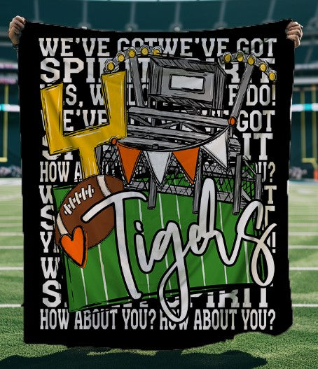 We've Got Spirit Football Blanket-Tigers-Black & Orange-Lovie T Designs