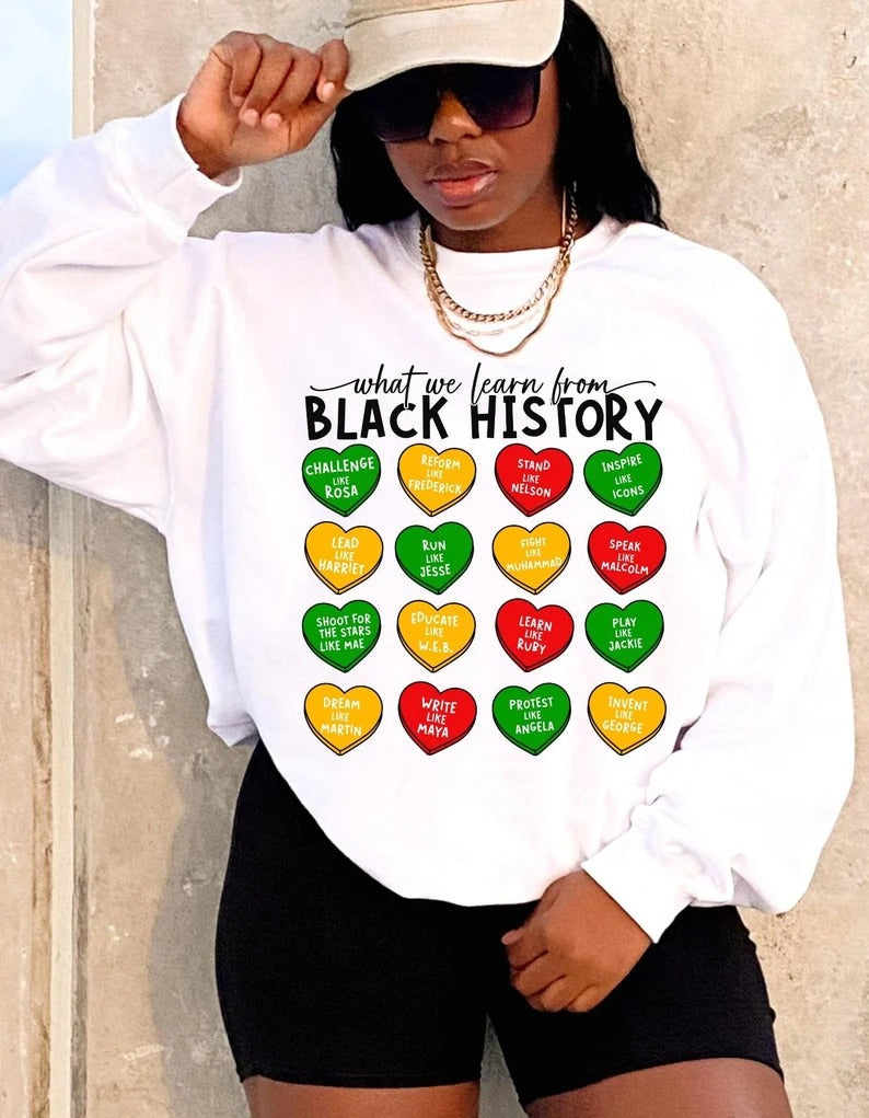 What We Learn from Black History Red Green and Yellow Hearts