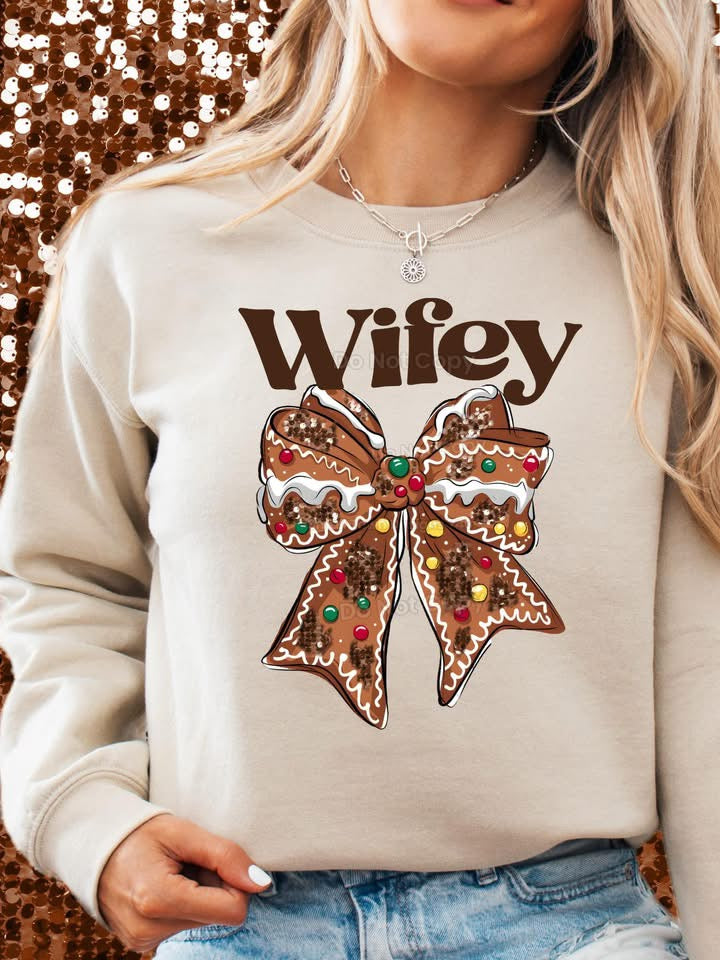 Wifey Gingerbread Bow-[DTF Transfer]-Lovie T Designs