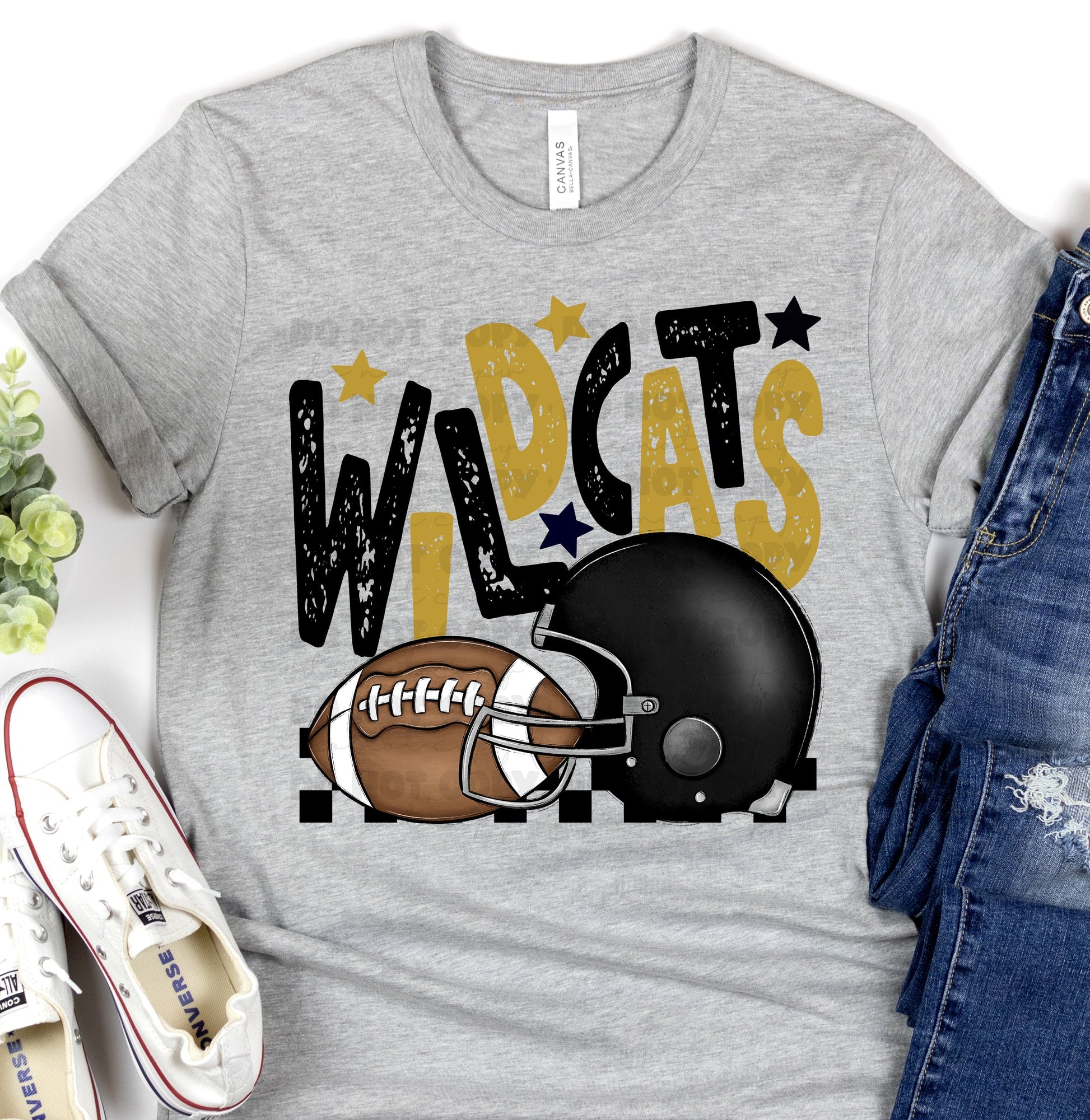 Wildcats Black Vegas Gold Checkered FB-Lovie T Designs