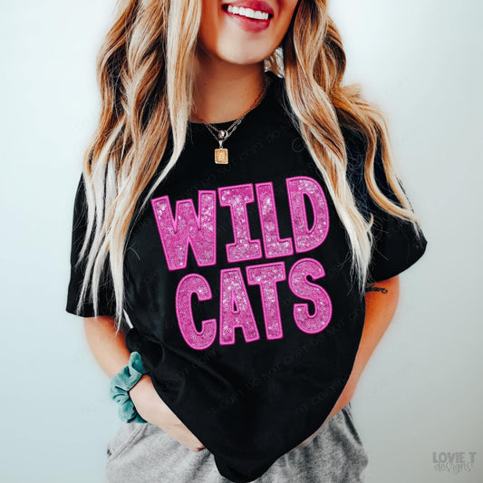 Wildcats Embroidery & Sequin in Pink