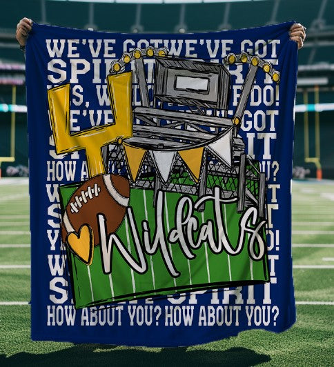 Wildcats Gold and Royal Blue-We've Got Spirit Football Blanket-Lovie T Designs