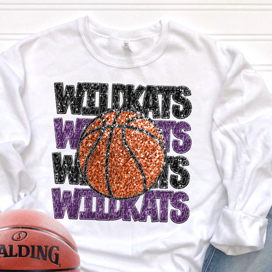 Wildkats Black Purple-[DTF Transfer]-Lovie T Designs