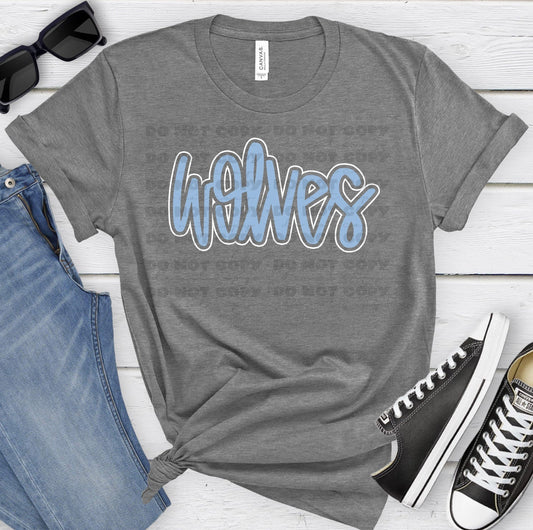 Wolves Carolina Blue White-Lovie T Designs