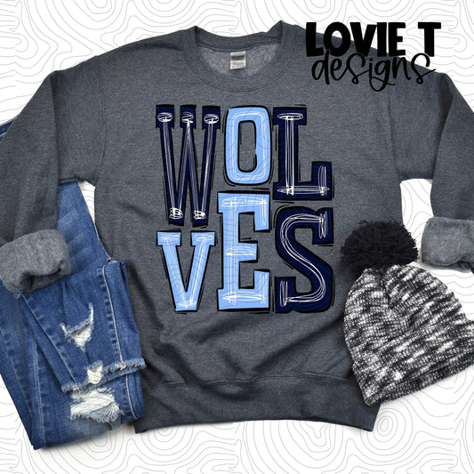 Wolves Navy and Carolina Blue-Lovie T Designs