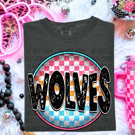 Wolves Neon Circle Mascots-Lovie T Designs