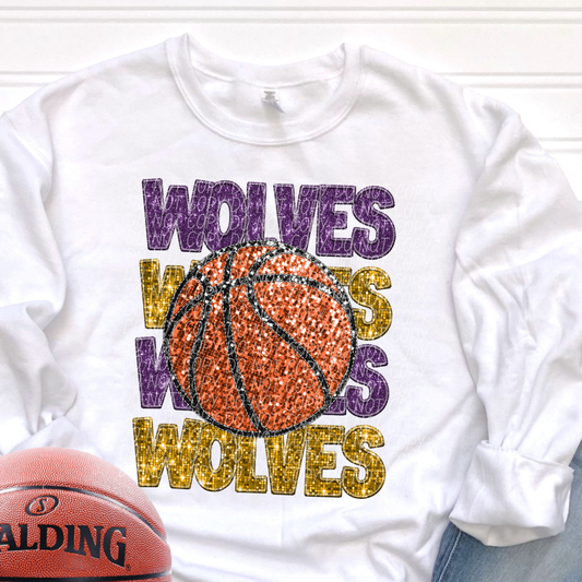 Wolves Purple Gold-[DTF Transfer]-Lovie T Designs