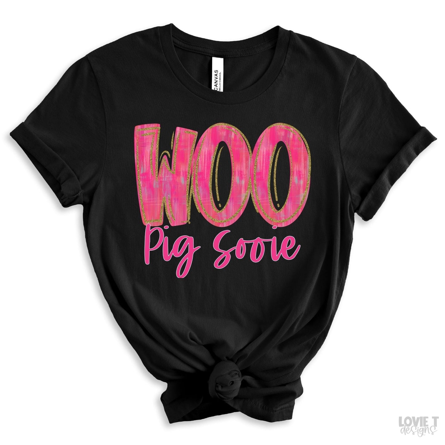 Woo Pig Sooie Pink Gold Alpha-Lovie T Designs