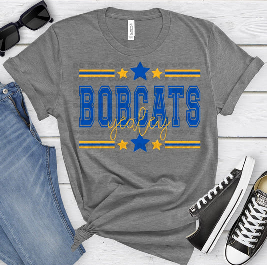 Yealey Bobcats Royal Ath Gold All Stars-Lovie T Designs