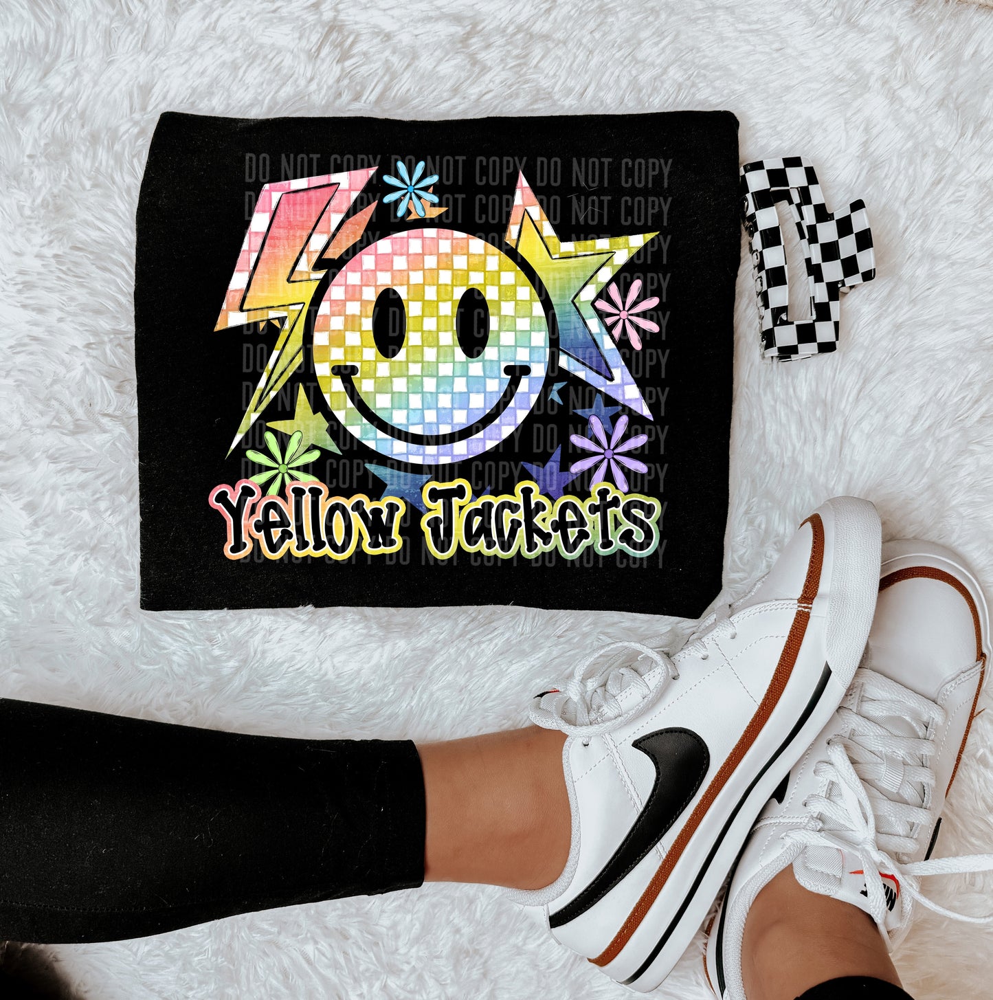 Yellow Jackets Smiley Rainbow Mascot-Lovie T Designs