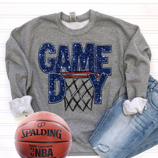 basketball game day blue-[DTF Transfer]-Lovie T Designs