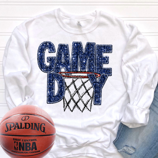 basketball game day blue-[DTF Transfer]-Lovie T Designs