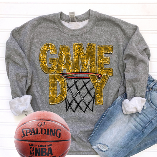 basketball game day gold-[DTF Transfer]-Lovie T Designs