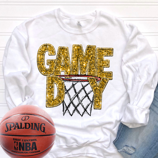 basketball game day gold-[DTF Transfer]-Lovie T Designs