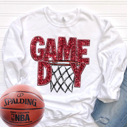 basketball game day red-[DTF Transfer]-Lovie T Designs