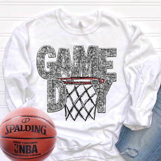 basketball game day silver-[DTF Transfer]-Lovie T Designs