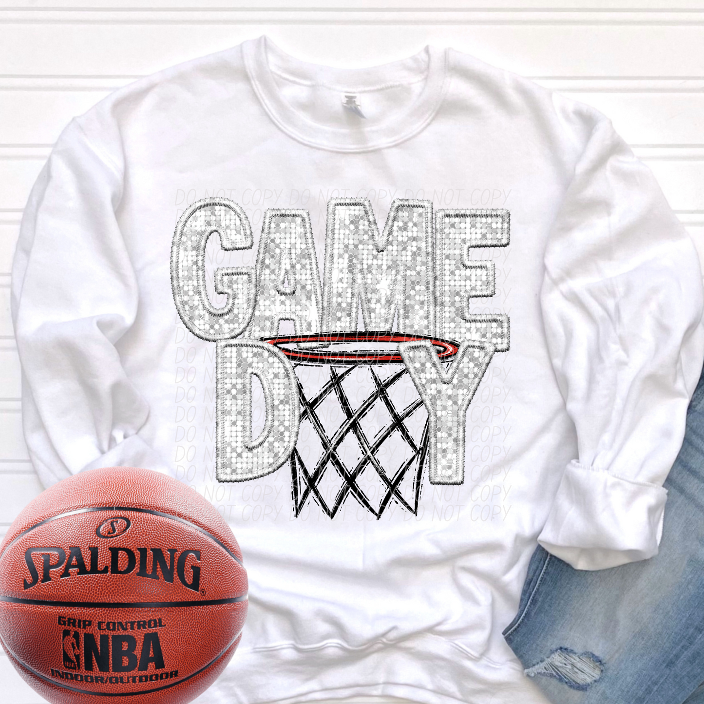 basketball game day white-[DTF Transfer]-Lovie T Designs