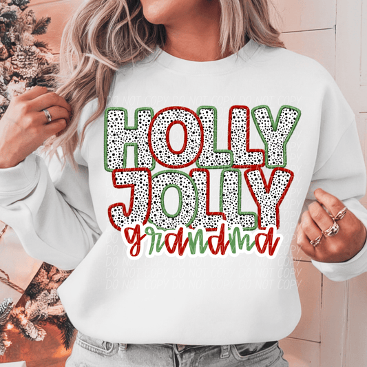 holly jolly grandma-[DTF Transfer]-Lovie T Designs